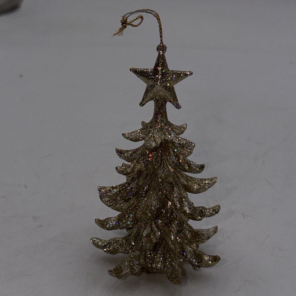 Kurt S. Adler Gold Glitter Christmas Tree Shaped Ornament Decoration